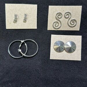 Silver earrings 4 pairs
